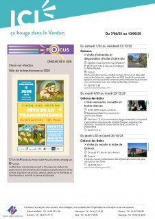 Agenda semaine Verdon du 7 au 13 juin